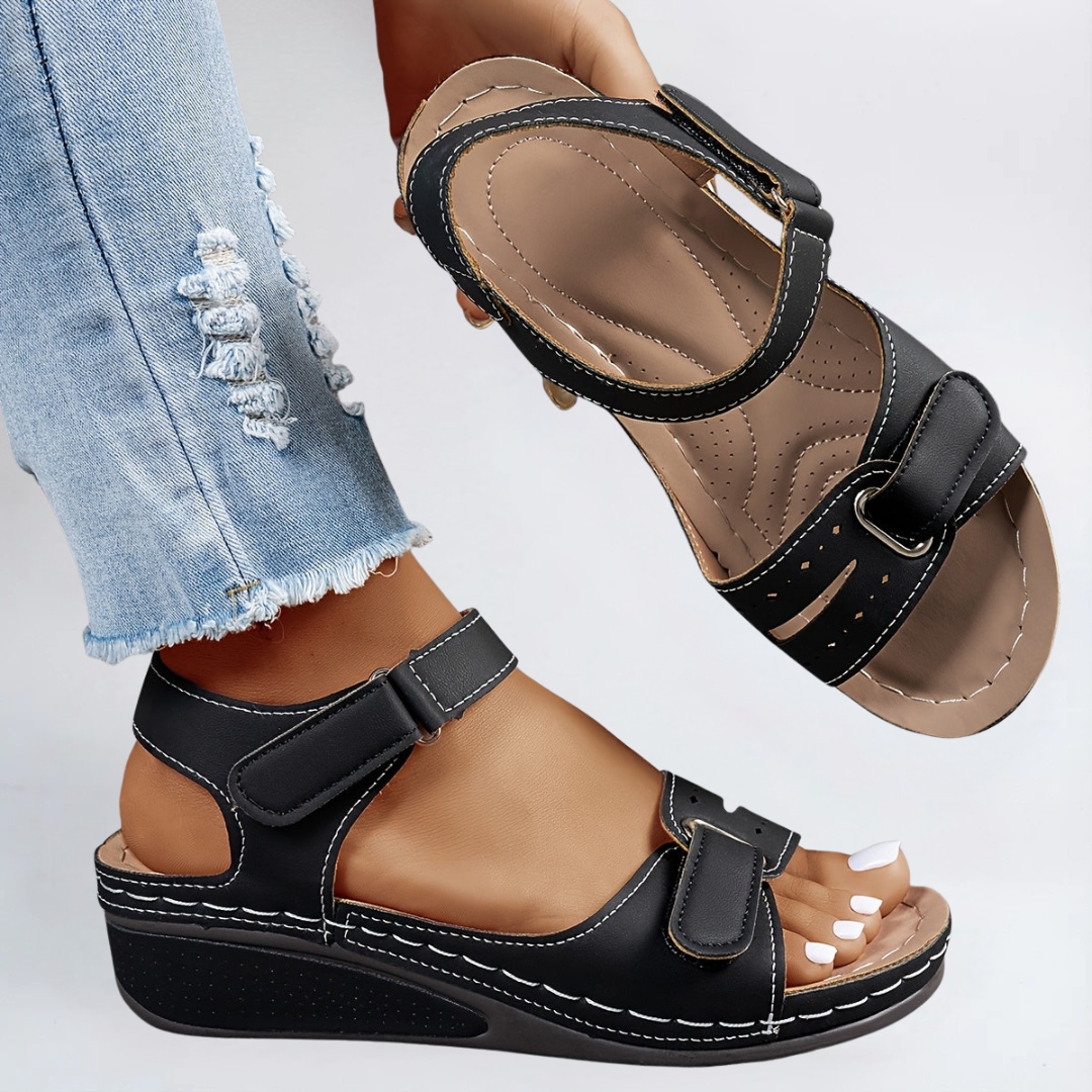 Womens Orthopedic Wedge Sandals with Velcro Strap