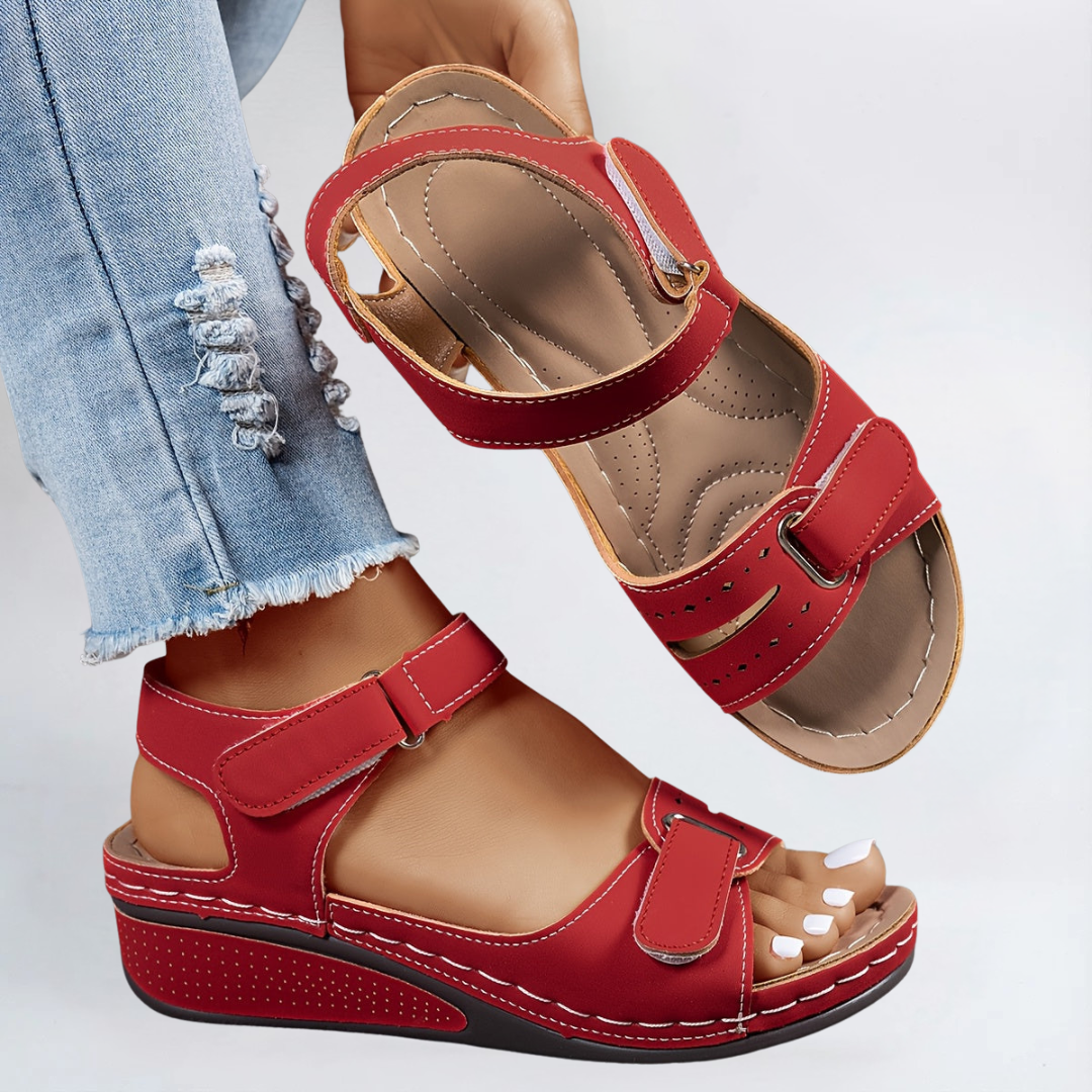 Womens Orthopedic Wedge Sandals with Velcro Strap