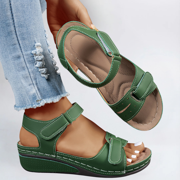 Womens Orthopedic Wedge Sandals with Velcro Strap
