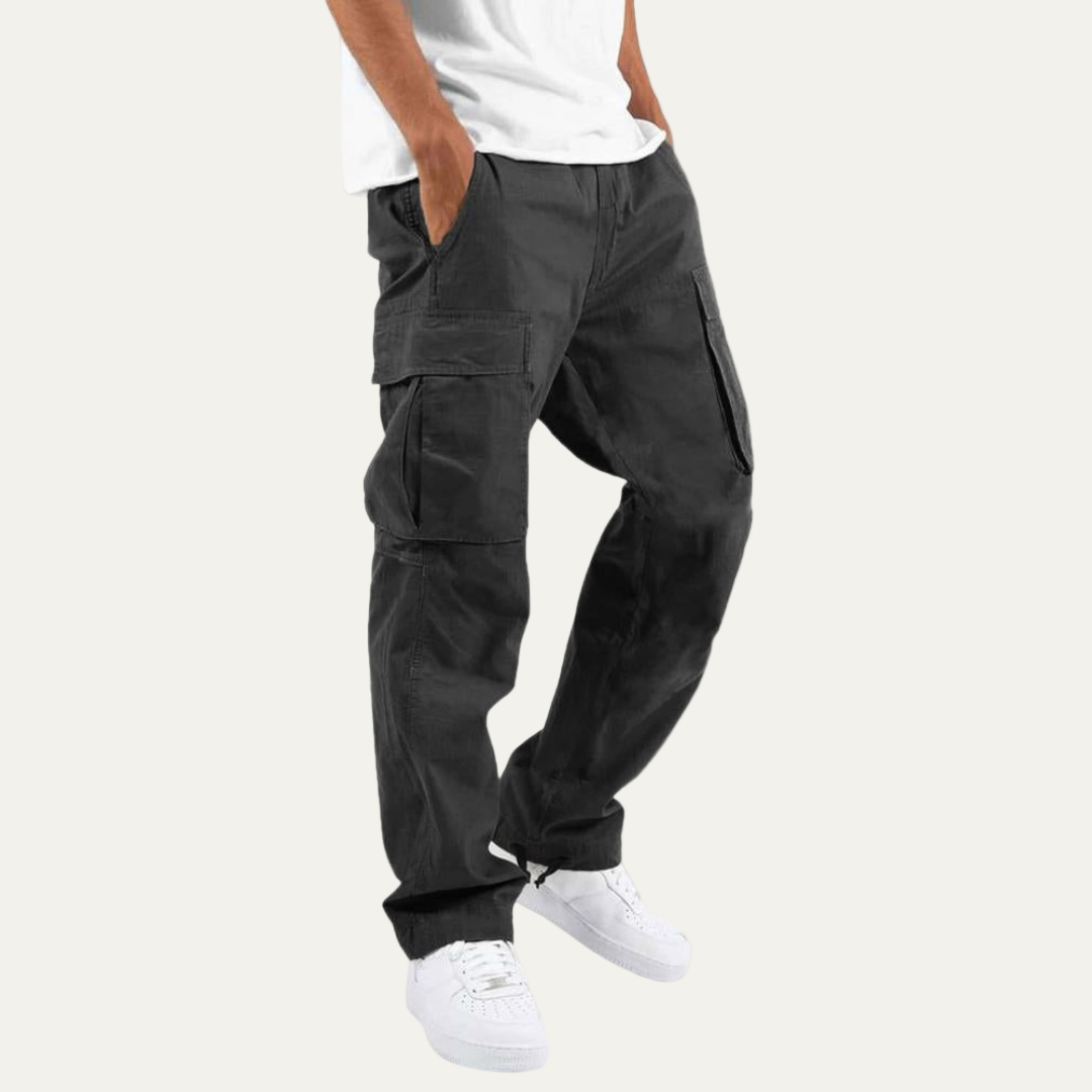 Mens Cargo Pants Cotton Loose Fit Deep Flap Pockets - BritishMode