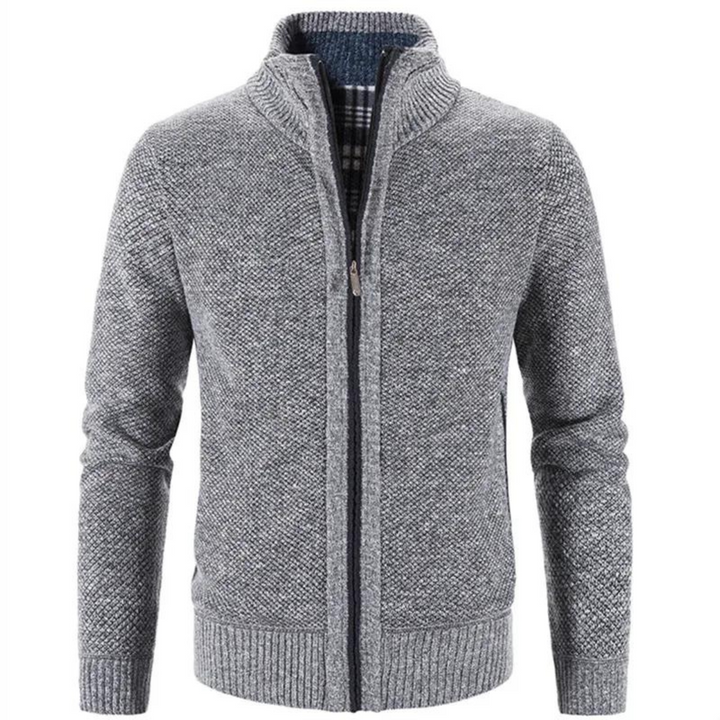 Womens Zip-Up Cardigan Structured Mock Neck Knit