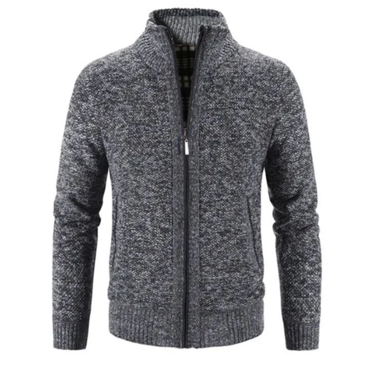 Womens Zip-Up Cardigan Structured Mock Neck Knit