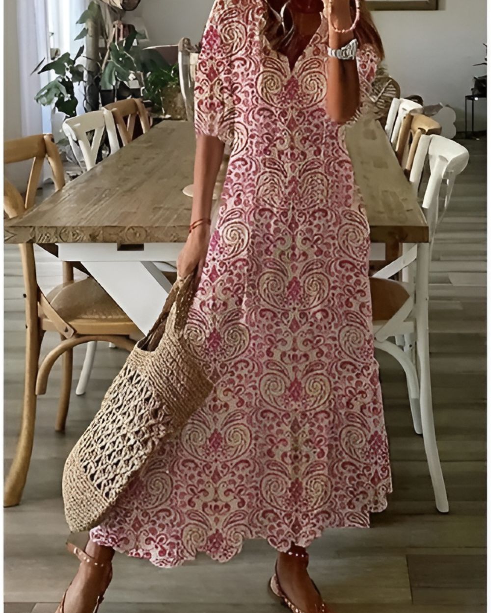 Womens Maxi Dress Tassel Tie Front Ruffle Sleeves
