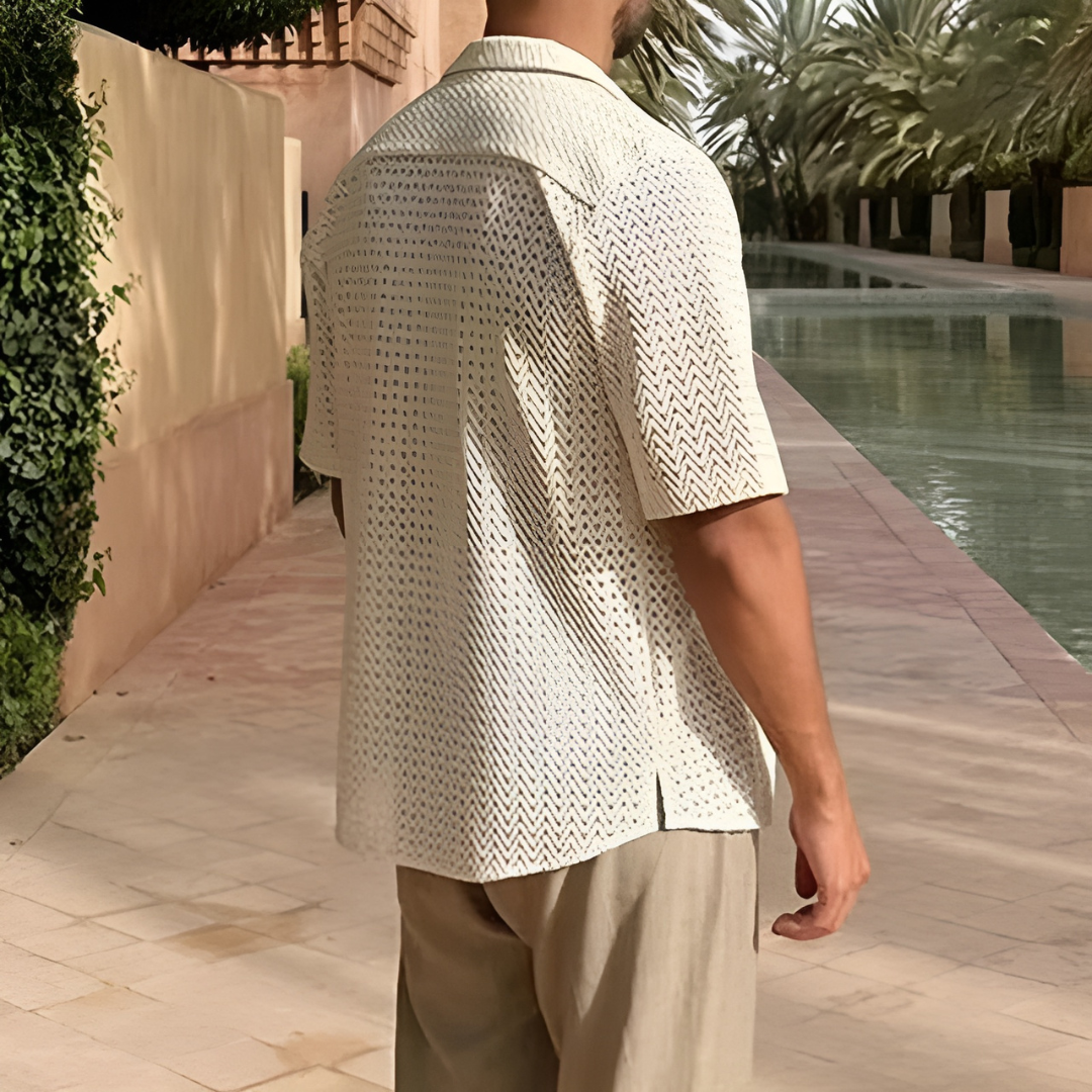 Mens Crochet Shirt Open Knit Lightweight Fit