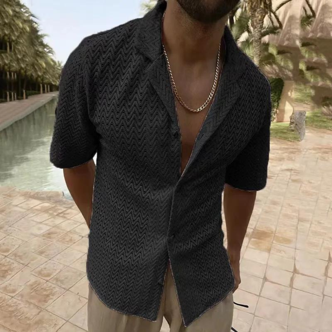 Mens Crochet Shirt Open Knit Lightweight Fit