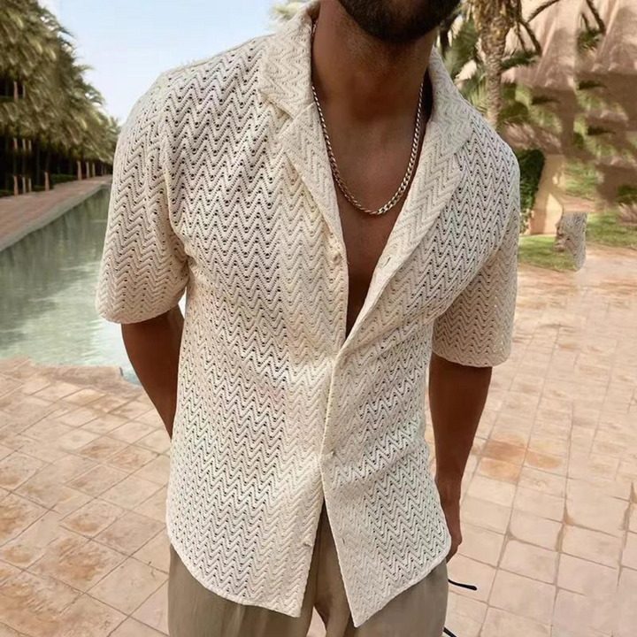 Mens Crochet Shirt Open Knit Lightweight Fit - BritishMode