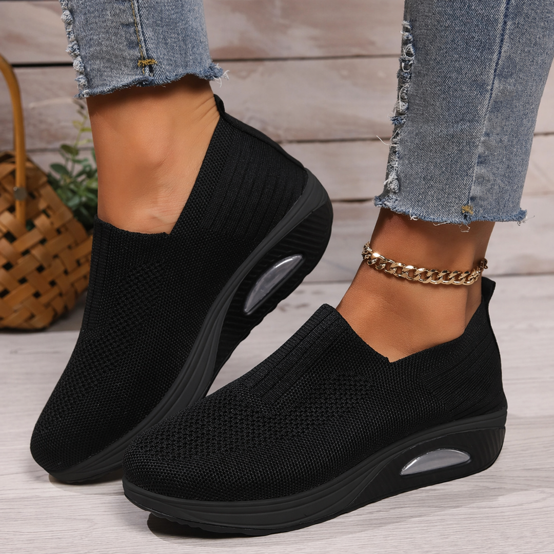Womens Orthopedic Slip-On Shoes Mesh Air Sole Platform - BritishMode
