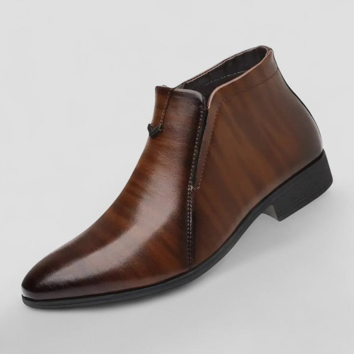 Mens Leather Ankle Boots Orthopedic Side Zip