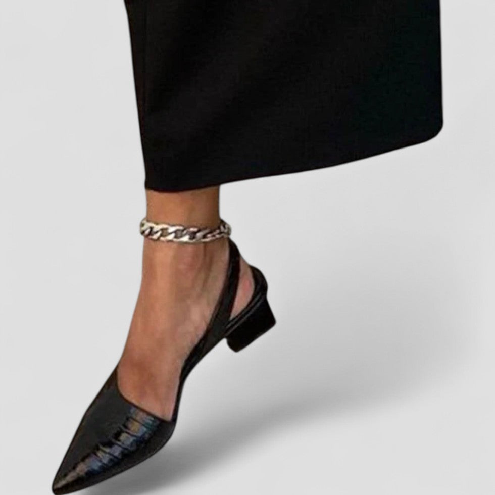 Womens Slingback Heels Pointed Toe Vintage Style