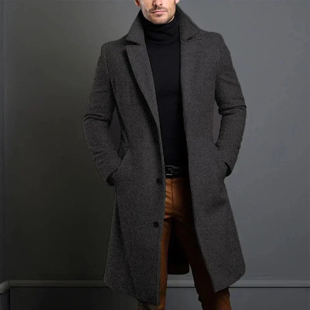 Mens Overcoat Durable Blend Tailored Fit Lined Warmth