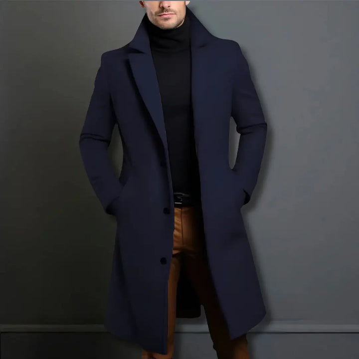 Mens Overcoat Wool Blend Classic Fit with Buttons