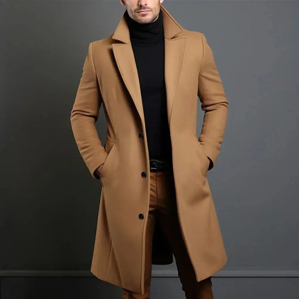 Mens Overcoat Durable Blend Tailored Fit Lined Warmth - BritishMode