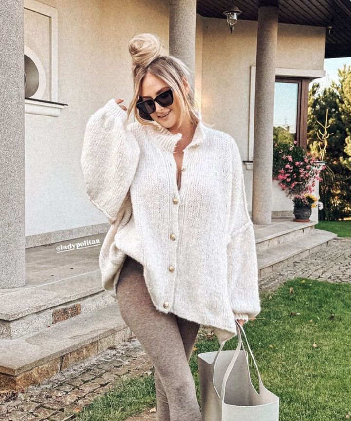 Womens Oversized Knit Cardigan Relaxed Fit
