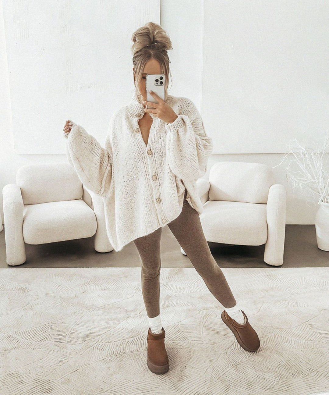 Womens Oversized Knit Cardigan Relaxed Fit
