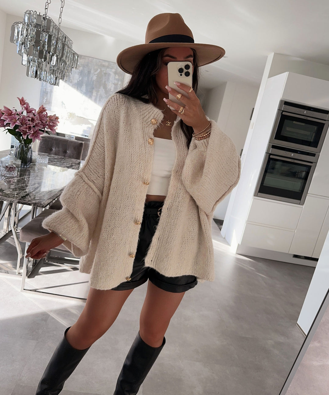 Womens Oversized Knit Cardigan Relaxed Fit