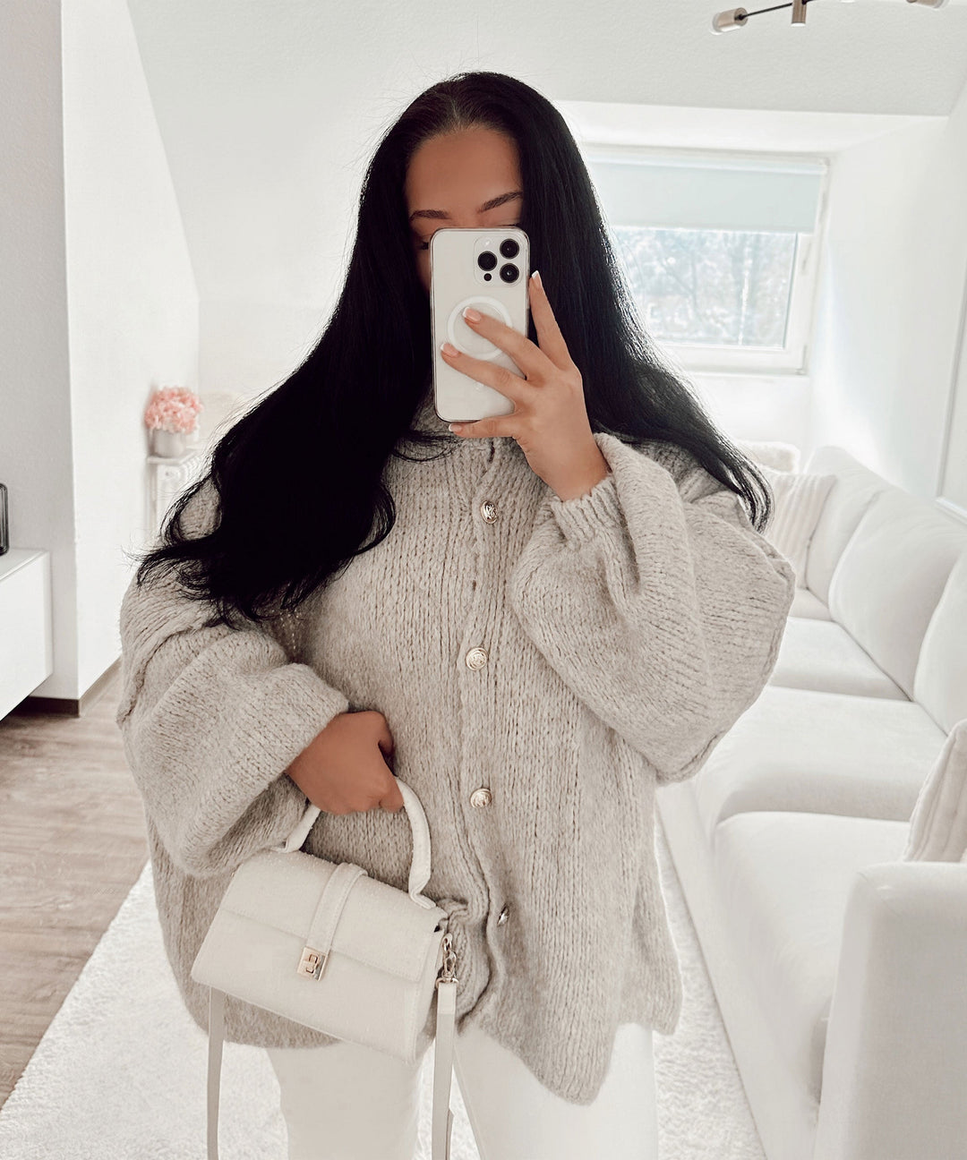 Womens Oversized Knit Cardigan Relaxed Fit