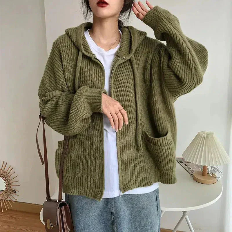 Womens Sweater Cardigan Zip Front Cozy Fit - BritishMode