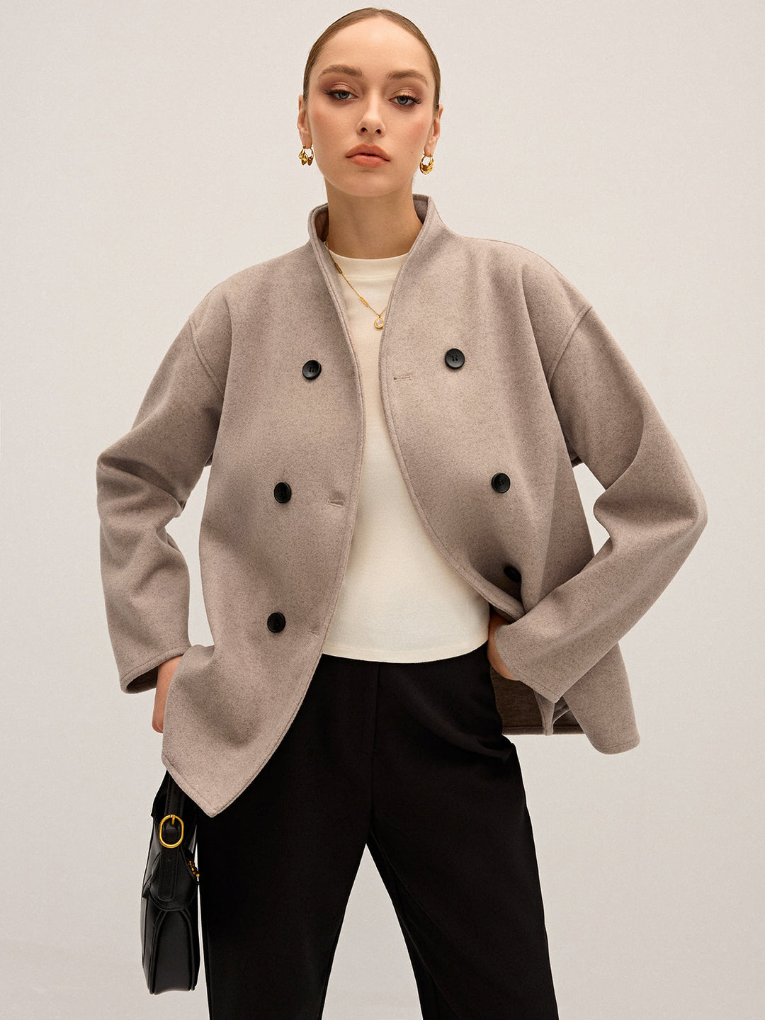 Womens Oversized Button-Down Jacket Timeless Style - BritishMode