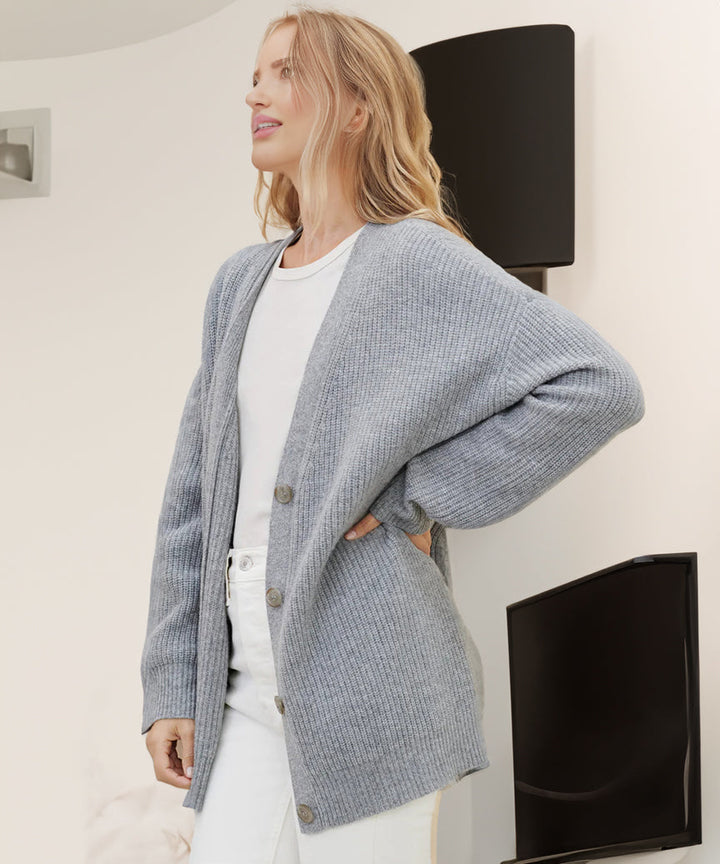 Womens Oversized Cardigan with Button Detail Relaxed Fit