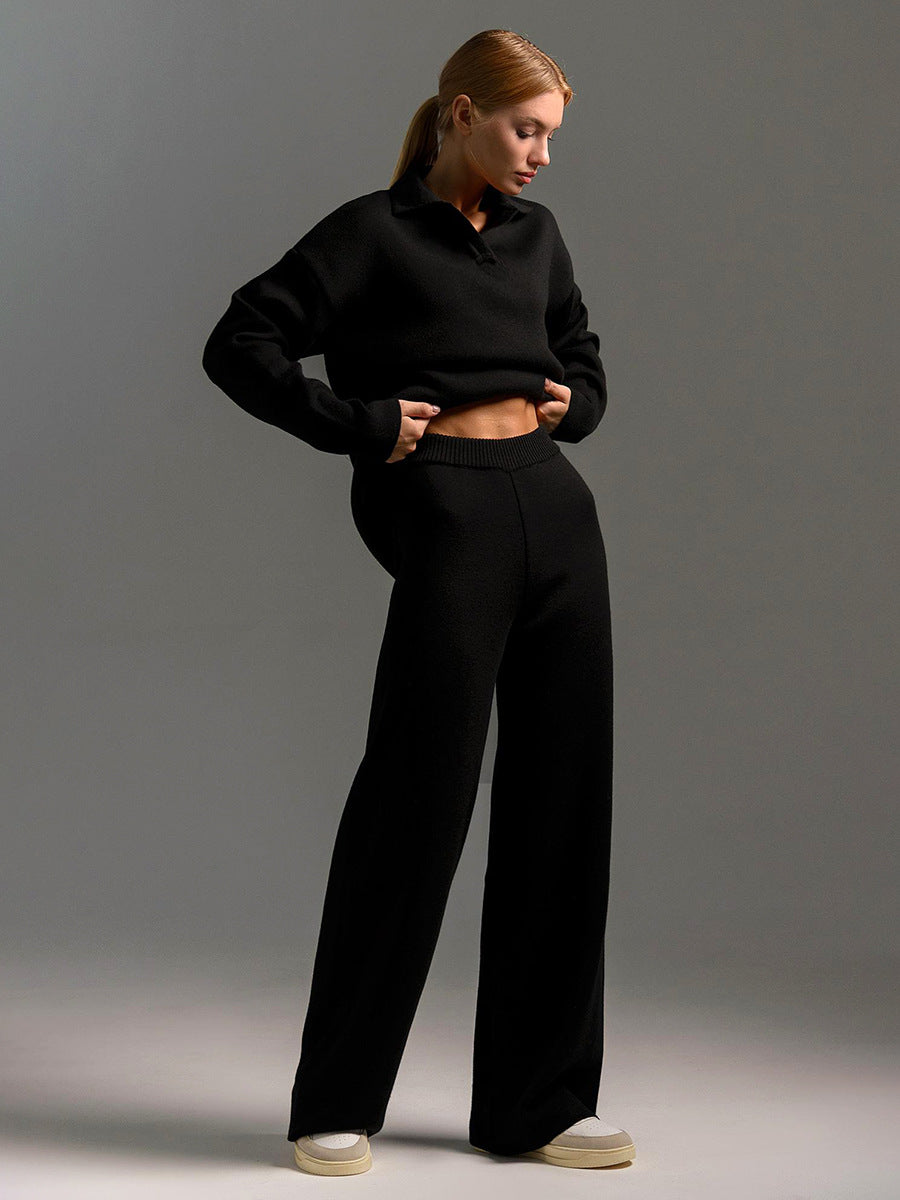 Womens Wide Leg Pants Set Relaxed Fit