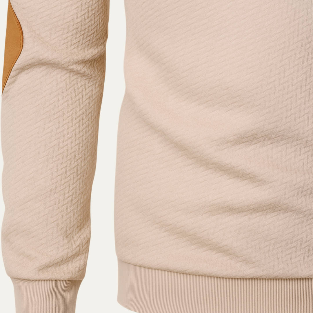 Mens Knit Sweater High Collar Contrast Detail