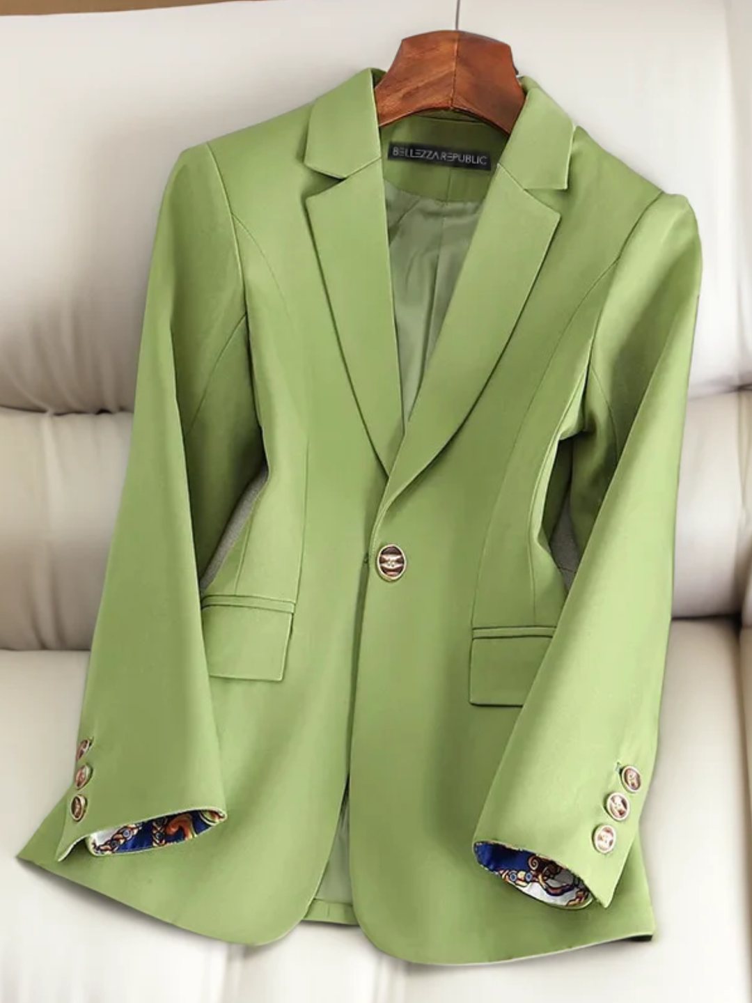 Womens Cotton Blend Blazer Tailored Fit Notch Collar Jacket - BritishMode