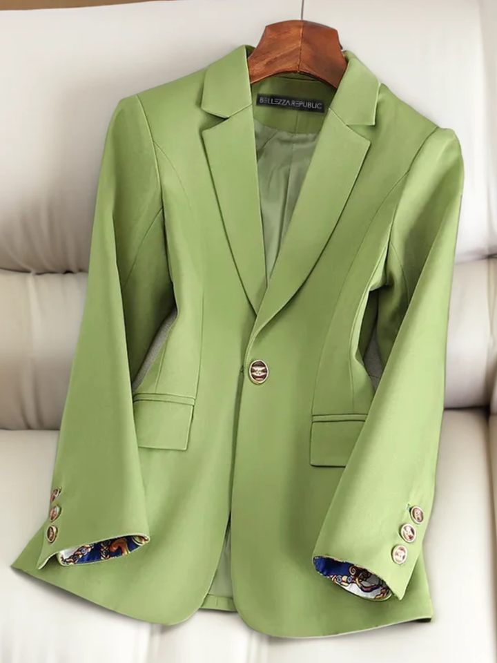 Womens Cotton Blend Blazer Tailored Fit Notch Collar Jacket - BritishMode