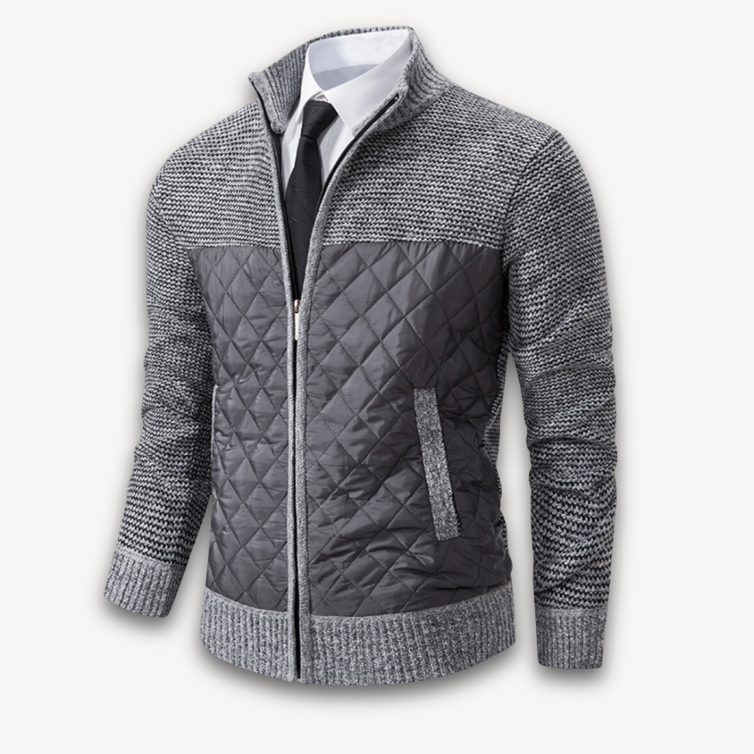Mens Quilted Jacket Knitted Sleeves Casual Warm Fit