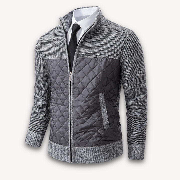 Mens Quilted Jacket Knitted Sleeves Casual Warm Fit