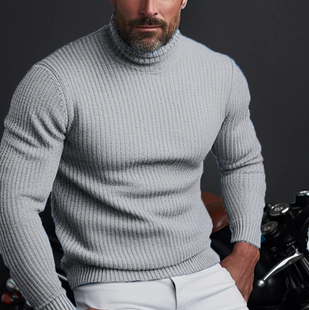Mens Turtleneck Sweater Knit Designer Fit