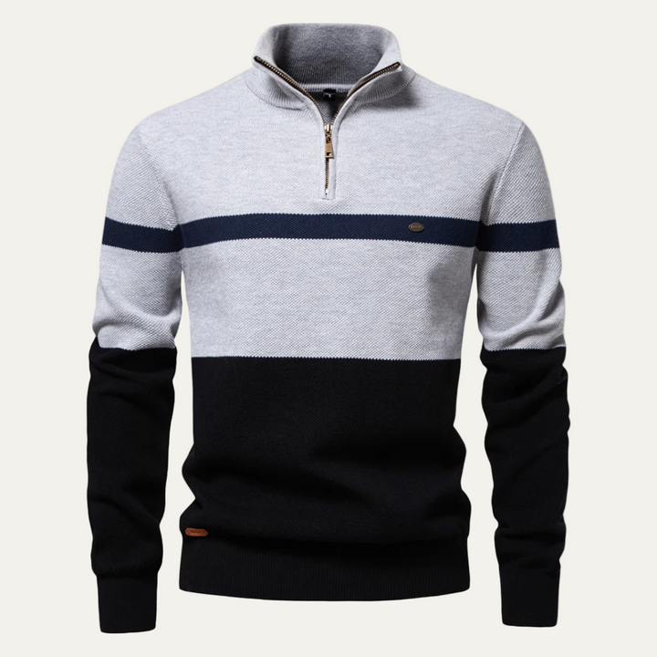 Mens Quarter Zip Knit Sweater Regular Fit