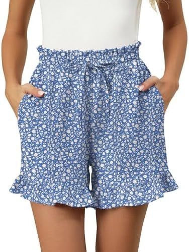 Womens Cotton Shorts with Ruffle Hem
