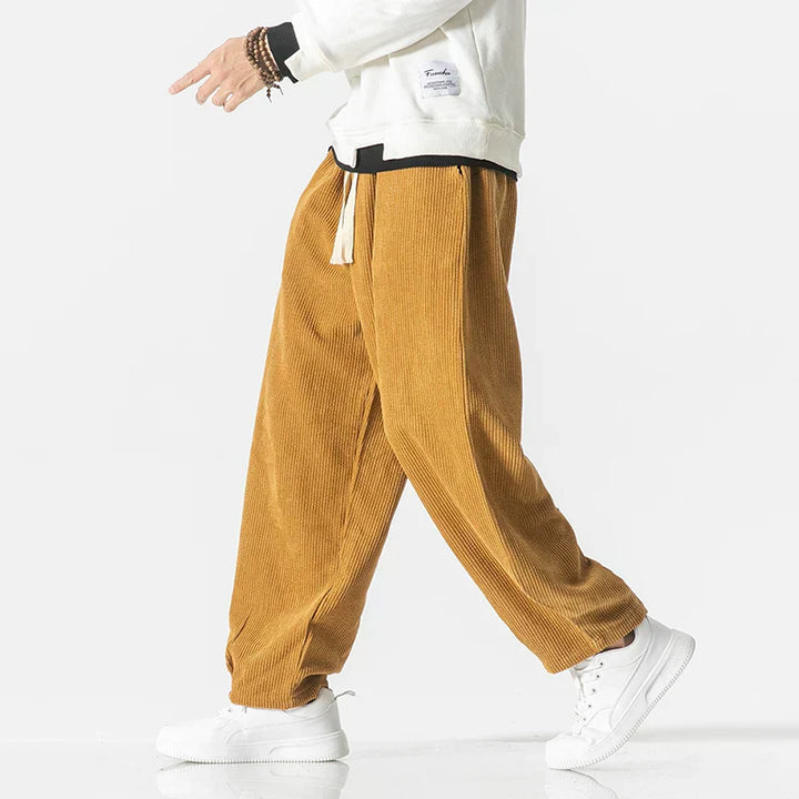 Womens Loose Corduroy Blend Pants Wide Leg Drawstring Waist