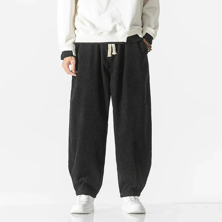 Womens Loose Corduroy Blend Pants Wide Leg Drawstring Waist