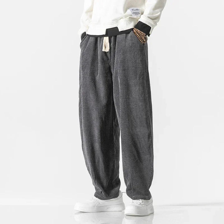 Womens Loose Corduroy Blend Pants Wide Leg Drawstring Waist