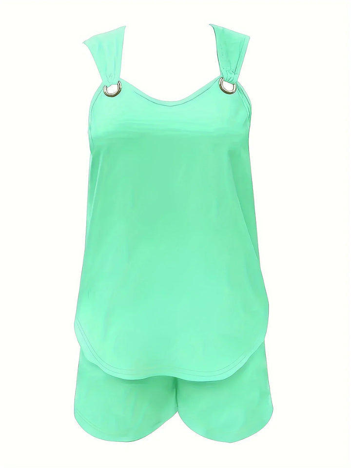 Womens Sleeveless Romper with Ring Strap and Pockets