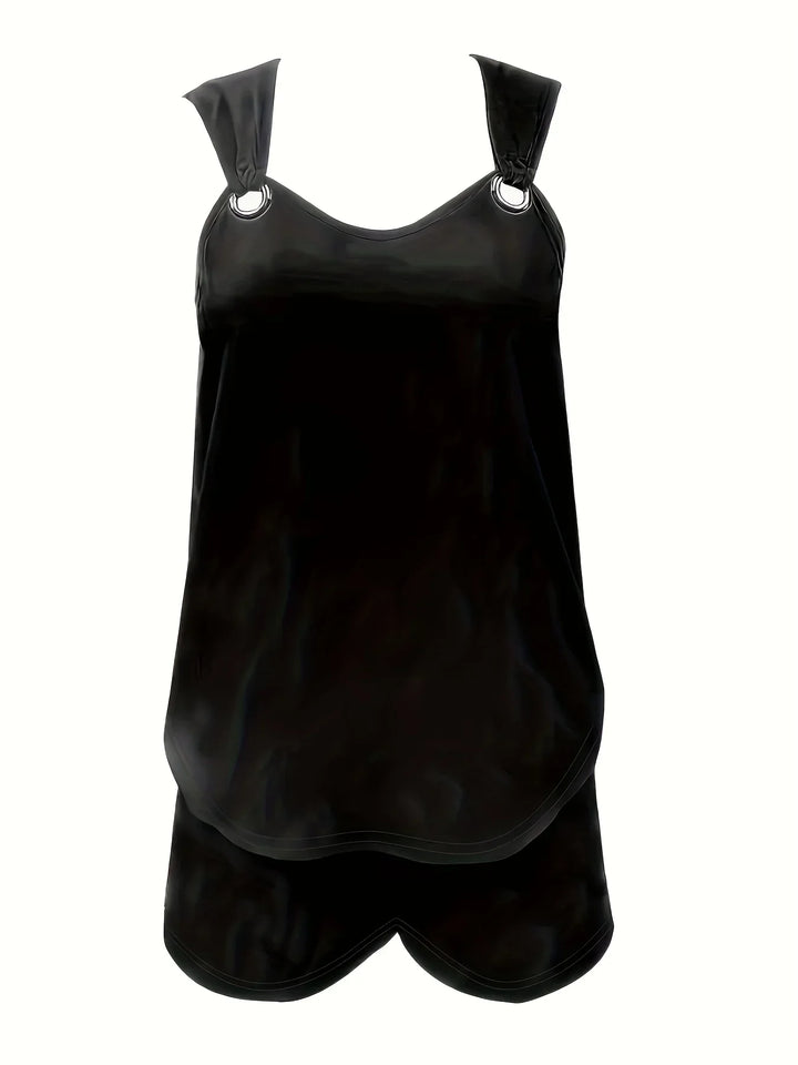 Womens Sleeveless Romper with Ring Strap and Pockets