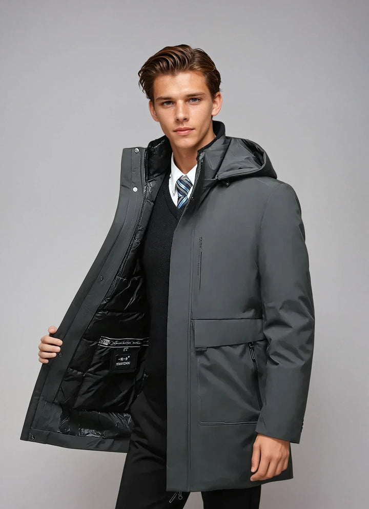 Unisex Parka Polyester Blend Hooded Zip Pockets Weather Resistant