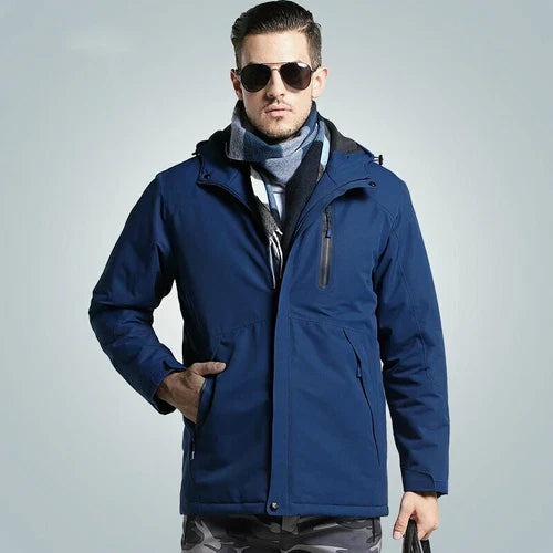Unisex Parka Polyester Blend Hooded Zip Pockets Weather Resistant