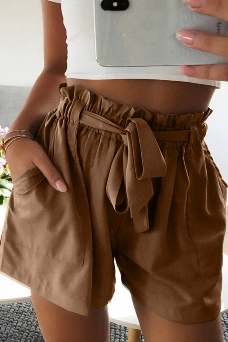 Womens Casual Shorts with Belt Relaxed Fit - BritishMode