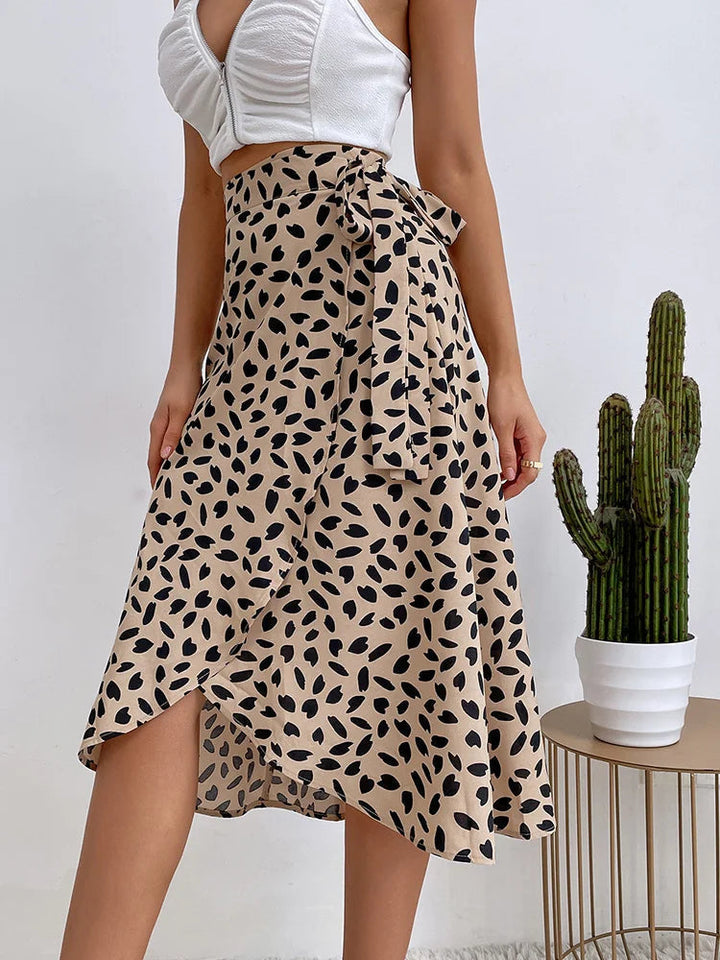 Womens Midi Wrap Skirt Adjustable Fit Asymmetrical Hem - BritishMode