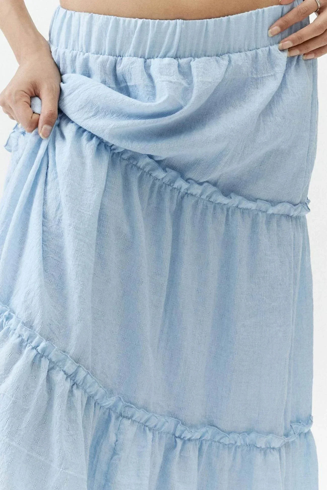 Womens Maxi Skirt Cotton Linen Tiered Style