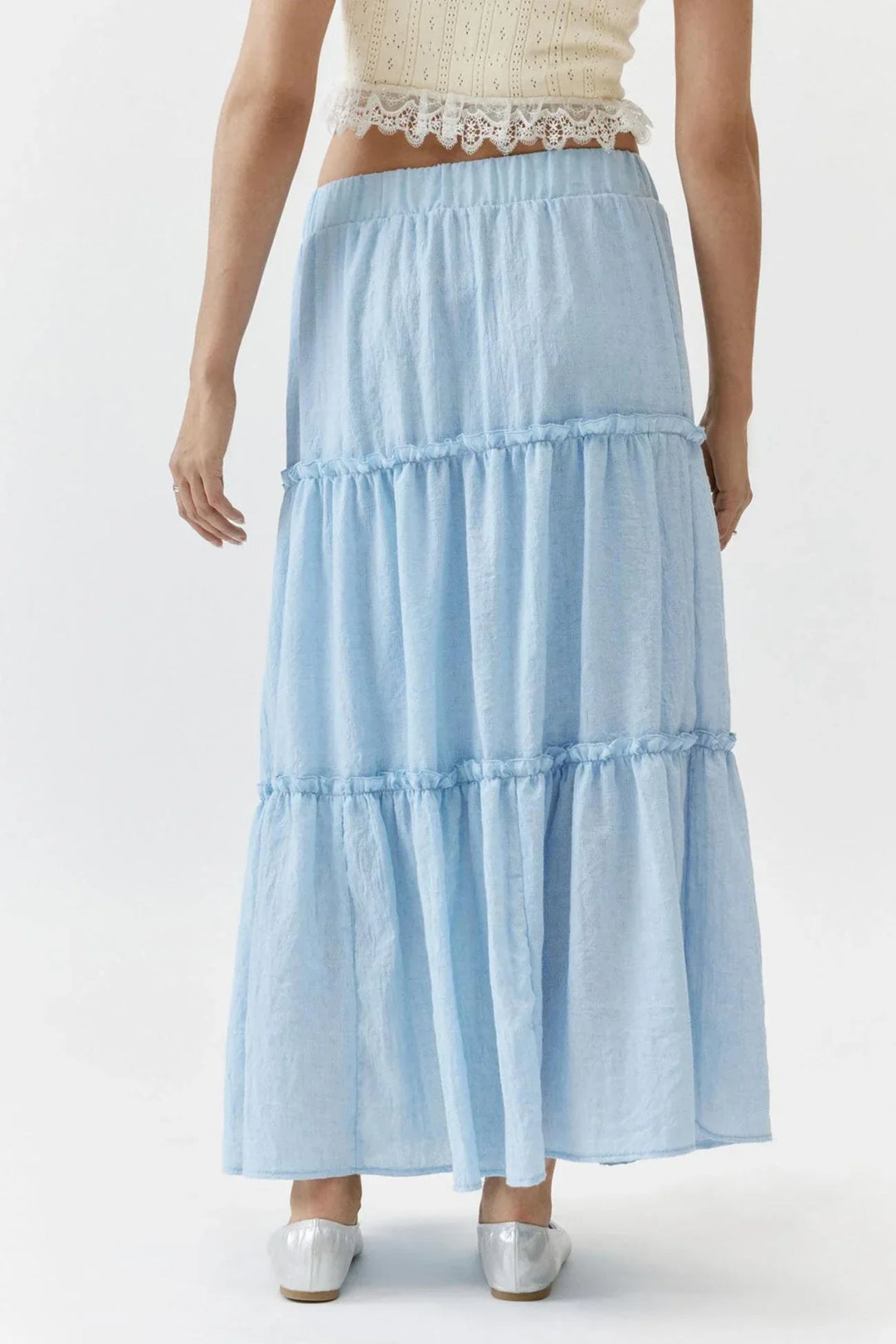 Womens Maxi Skirt Cotton Linen Tiered Style