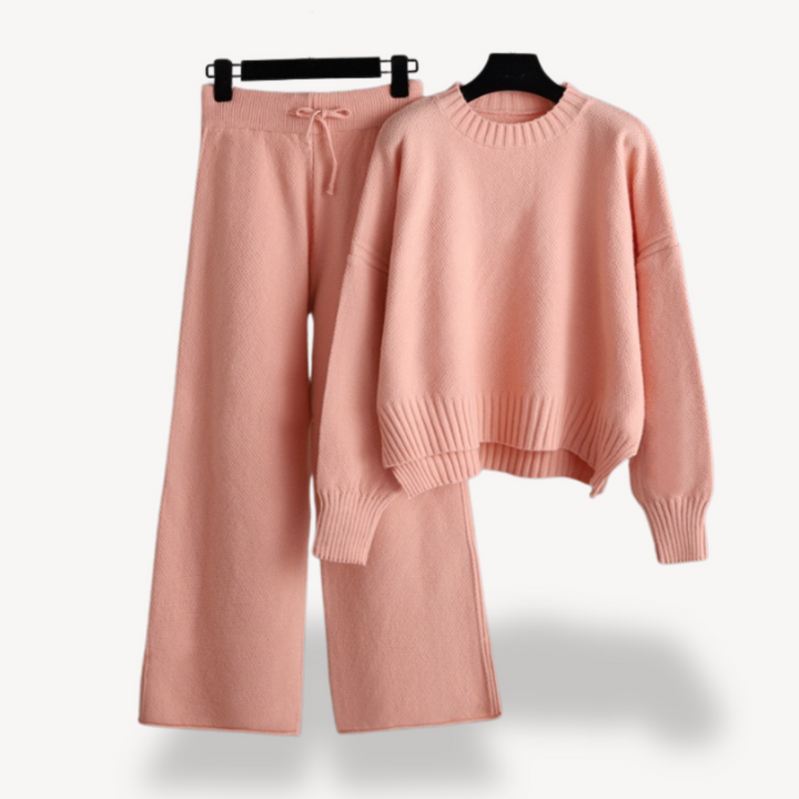 Womens Knit Loungewear Set Relaxed Fit