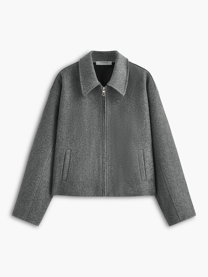 Womens Tweed Jacket with Zipper Classic Fit