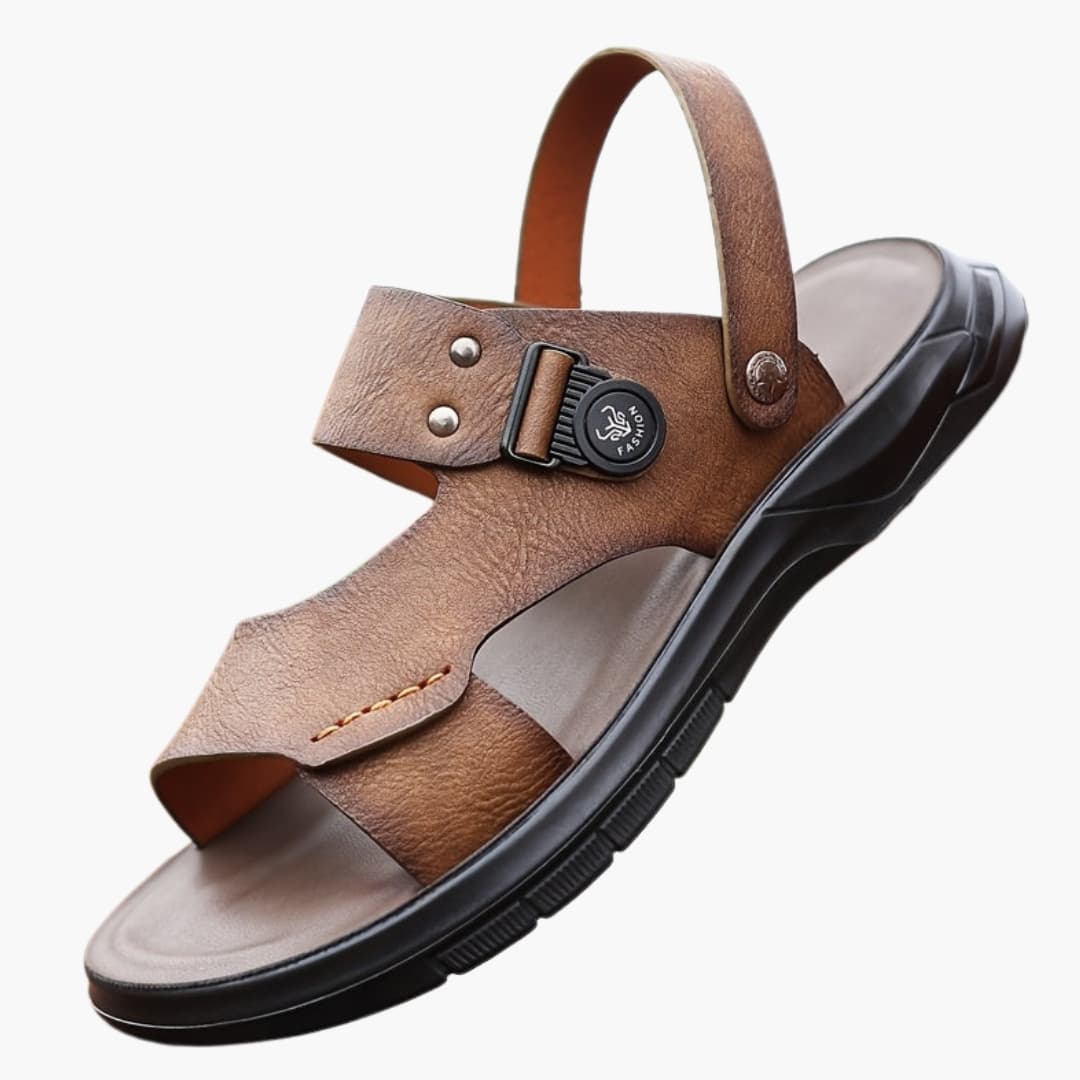 Mens Flat Wide Fit Sandals with Soft Sole Slip-On Design - BritishMode