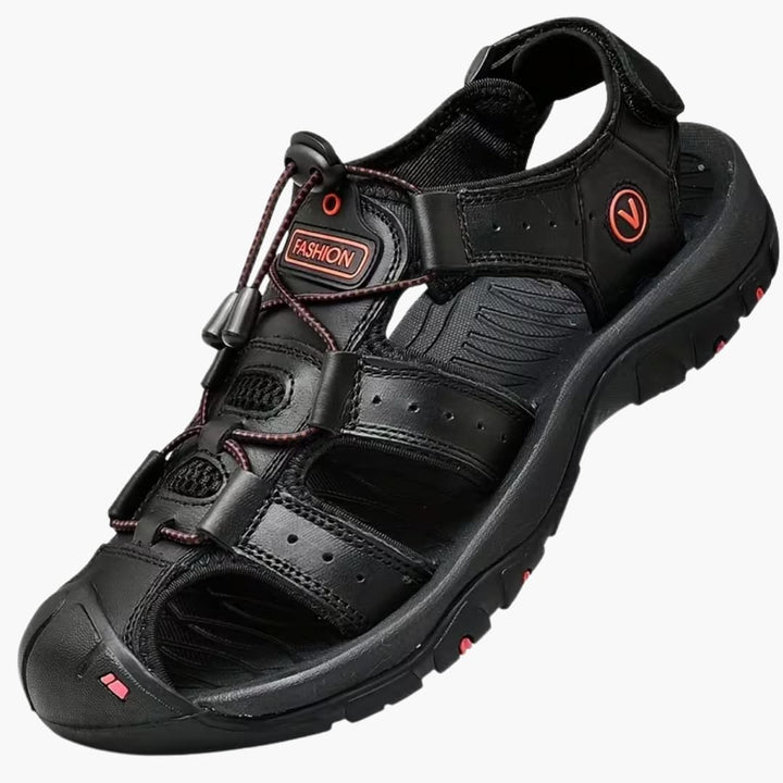 Mens Plus Size Cowhide Sandals Wide Fit Adjustable Buckle