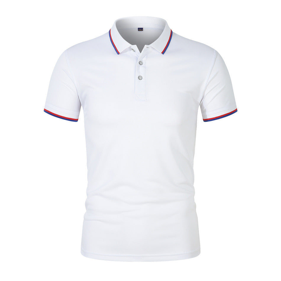 Mens Polo Shirt Breathable Blend Ribbed Collar Relaxed Fit - BritishMode