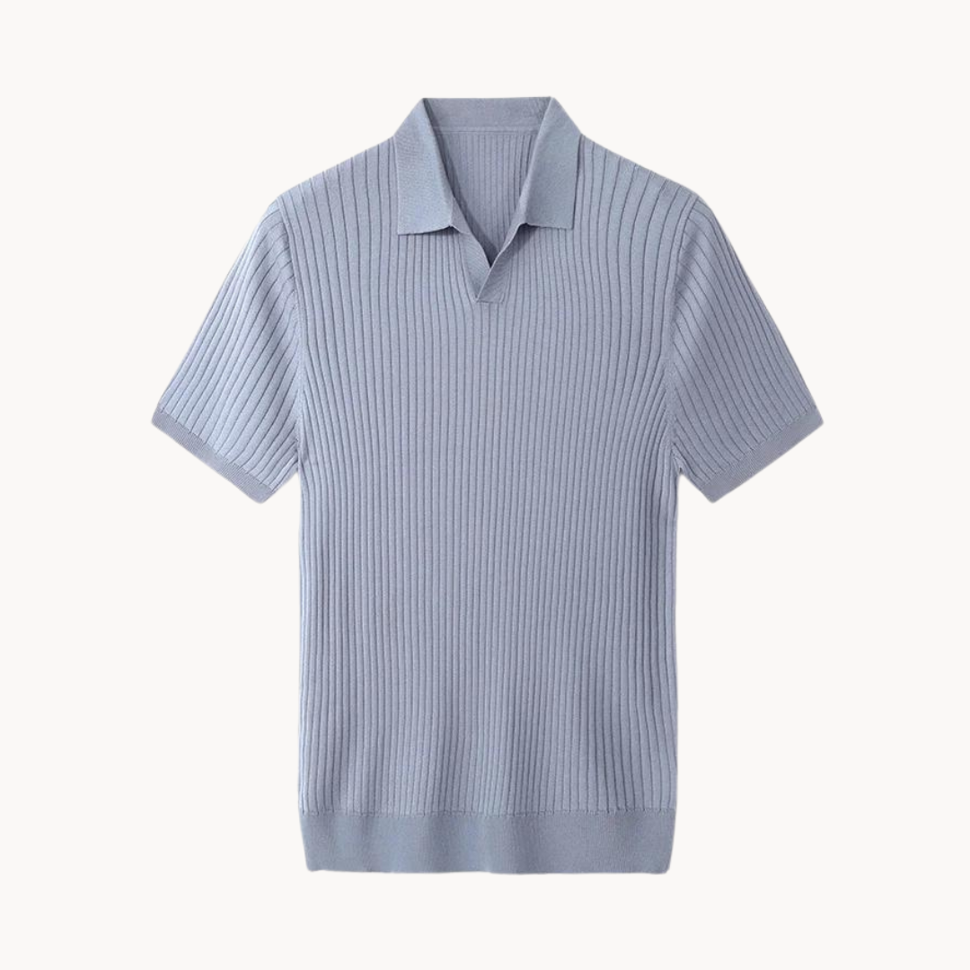 Mens Polo Shirt Lyocell Blend Rib Placket Regular Fit