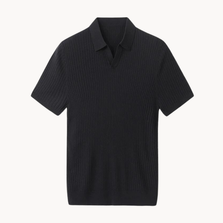 Mens Polo Shirt Lyocell Blend Rib Placket Regular Fit
